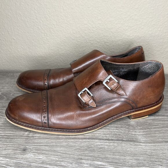 Joseph Abboud Men’s Brown Leather Double Monk Strap Shoe 11 Glenn main image 7